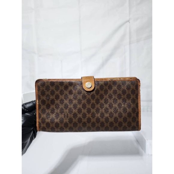 Authentic Celine Vintage Macadam PVC Leather Long Wallet Brown - Picture 1 of 13